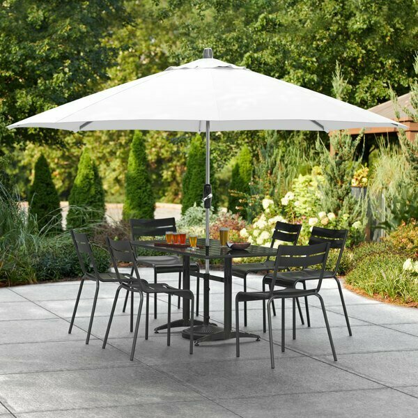 Lancaster Table & Seating 11' White Crank Lift Aluminum Umbrella 164UMBAL11WH